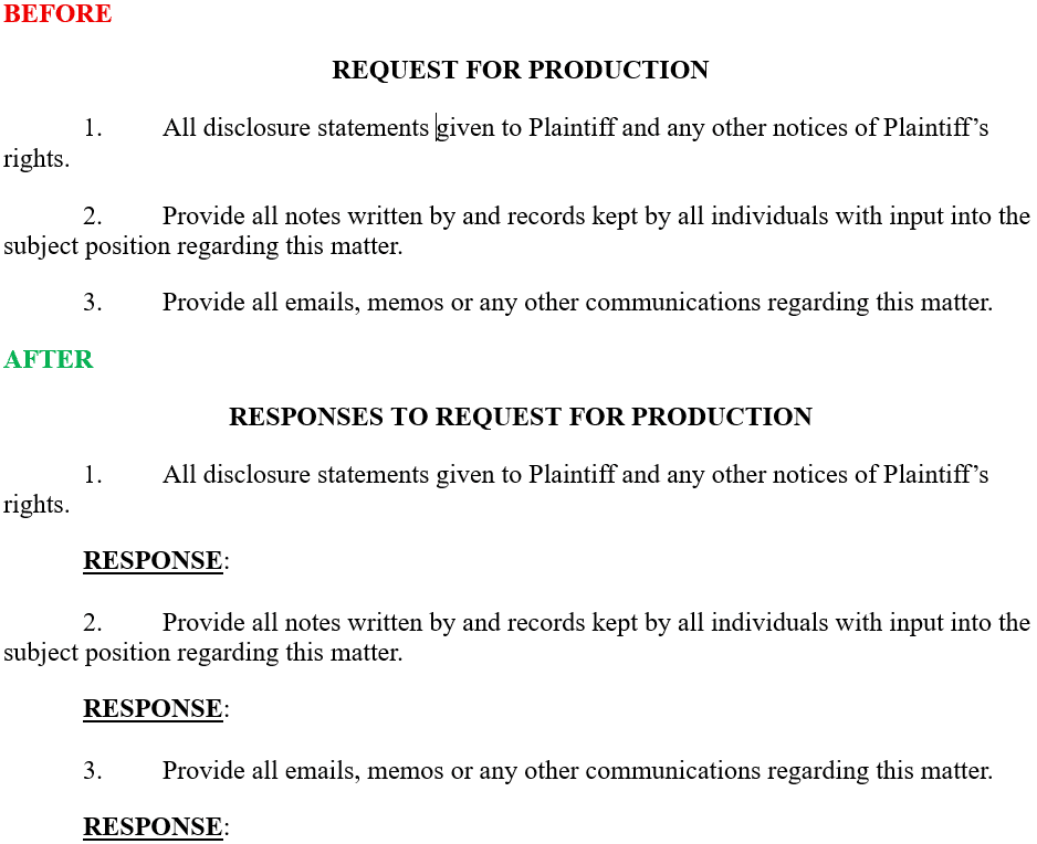 Response Generator can generate answer response paragraphs for discovery requests
