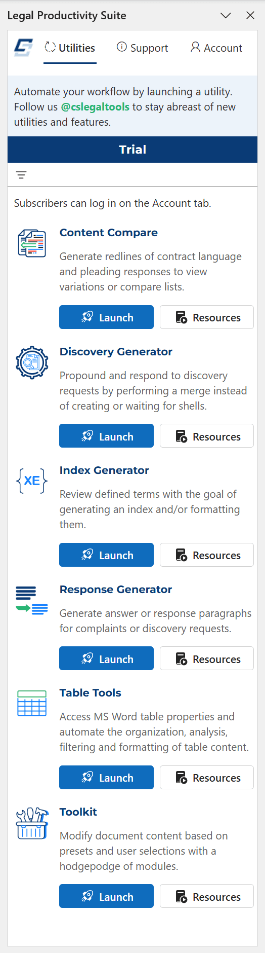 Legal Productivity Suite for Microsoft Word landing page screenshot